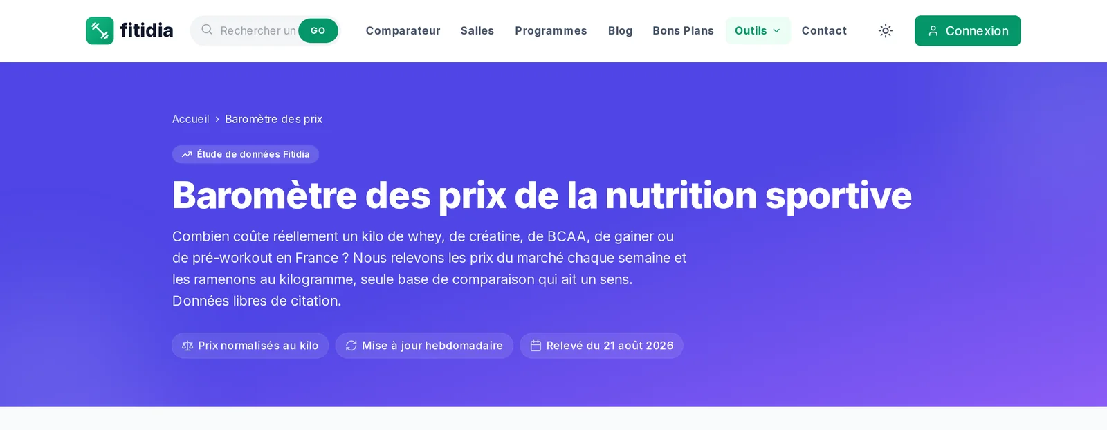 Le baromètre des prix de la nutrition sportive